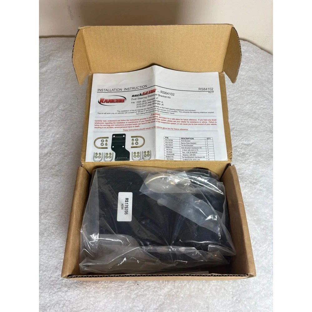 Rancho RS64102 RockGEAR Dual Steering Stabilizer Bracket Kit Jeep Wrangler